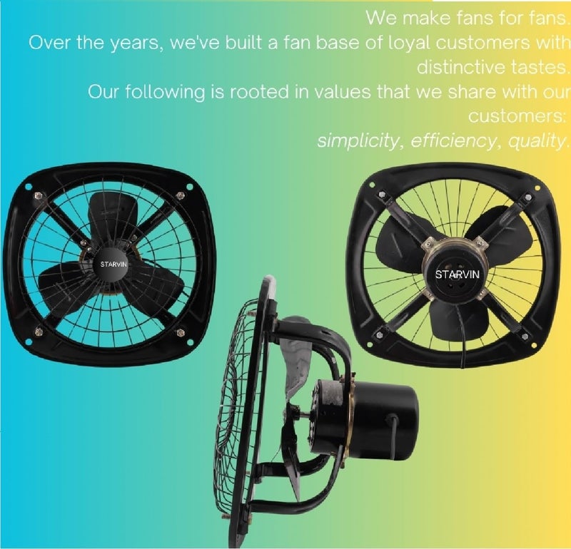 STARVIN Metal High Speed Exhaust Fan 225mm (9 Inches) for Bathroom, Kitchen | 70W | Installation-Square Cut (290mm) | Low Noise | Easy to Clean | Copper Winding Motor Metal Fan | Make in India - Image 3