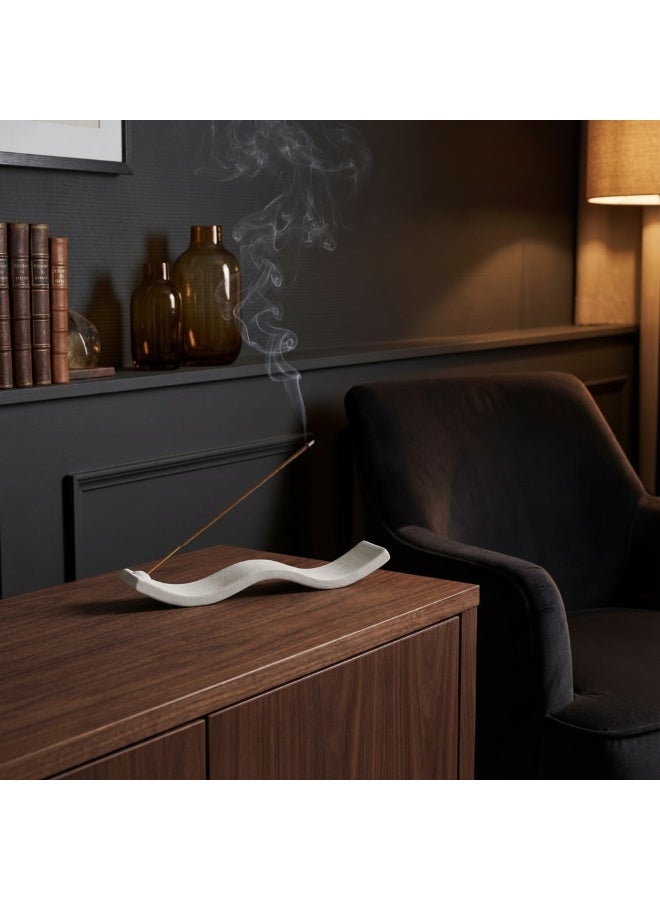 تصميم زينس مبخرة بخور سيراميك بتصميم الموجة مع جامع رماد – حامل أنيق لأعواد البخور للمنزل والتأمل واليوغا، سيراميك مقاوم للحرارة (أبيض) - Image 2