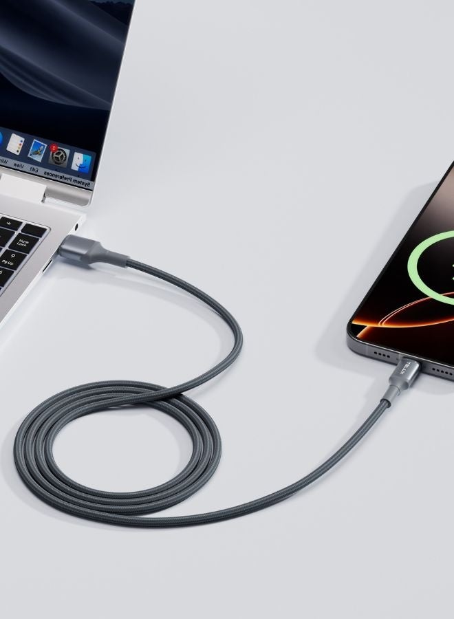 TELUX FLEXIX USB-A to USB-C Braided Cable 1m, 3A Fast Charging, Wear-Resistant Nylon Braid, 10000+ Bend Lifespan, 480Mbps Data Transfer, Dark Grey - Image 4