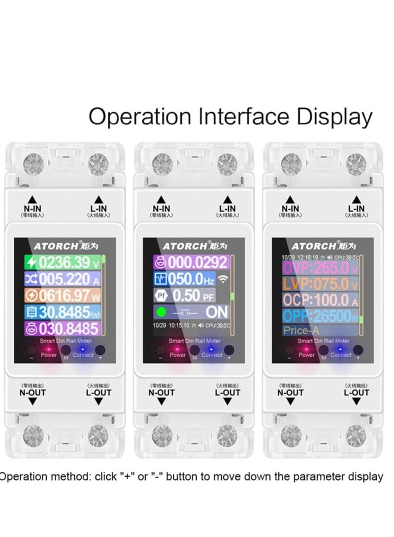 Intelligent Electric Power Meter, LCD Display Digital Power Energy Meter for Smartphone APP Remotely Control with Timing Sharing Alarm WiFi, AC 85-265V Power Consumption Energy Monitor - Image 5