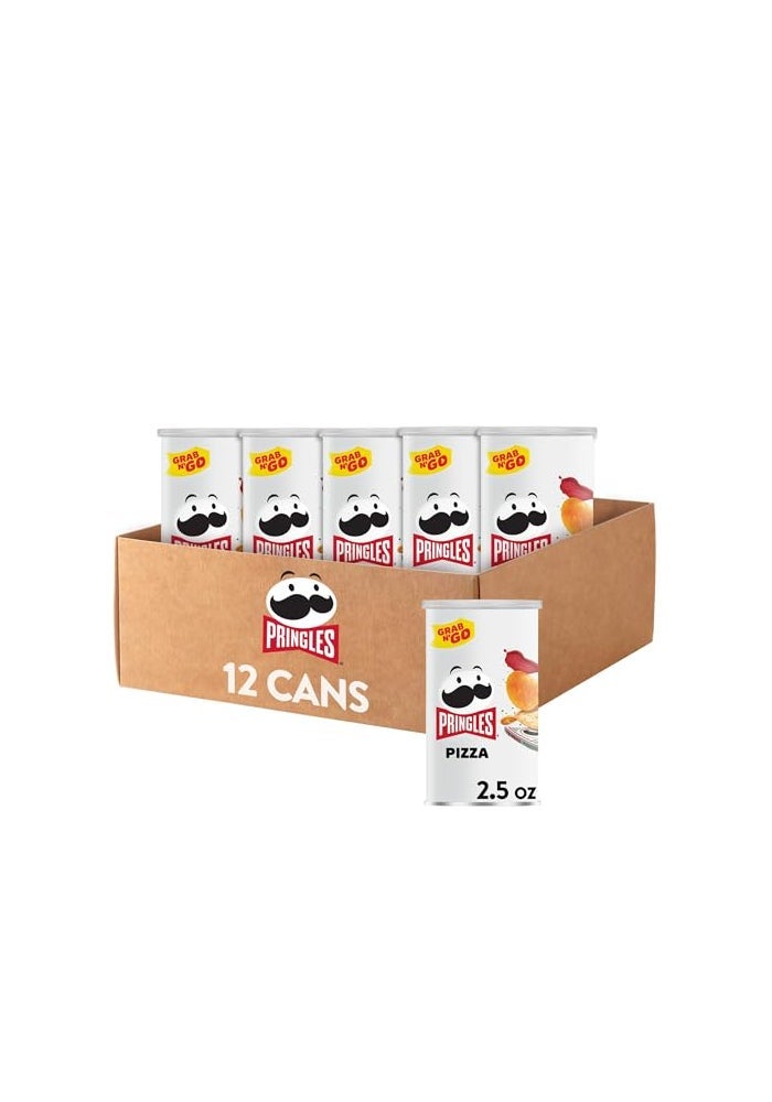 Pringles Potato Crisps Chips Lunch Snacks OnTheGo Snacks Grab n Go Pizza 12 Cans - Image 1