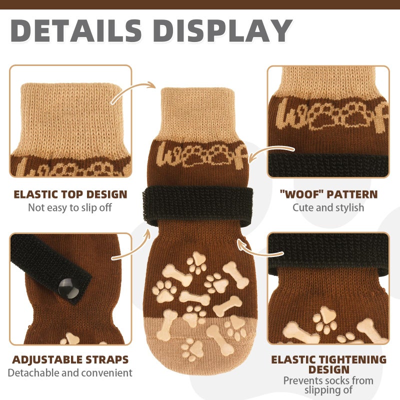 KOOLTAIL Dog Socks Shoes for Hot Pavement to Prevent Licking Paws, Winter Dog Boots & Paw Protector for Hardwood Floors Anti Slip,Traction Control Grip Booties for Small Medium Large Senior Dogs, M - Image 2