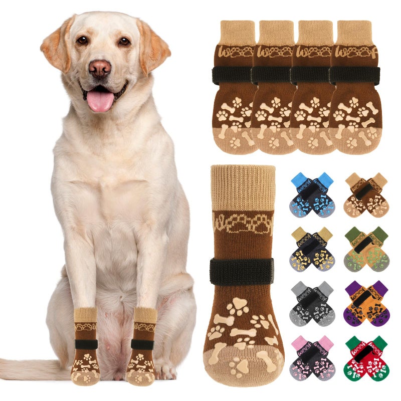 KOOLTAIL Dog Socks Shoes for Hot Pavement to Prevent Licking Paws, Winter Dog Boots & Paw Protector for Hardwood Floors Anti Slip,Traction Control Grip Booties for Small Medium Large Senior Dogs, M - Image 1