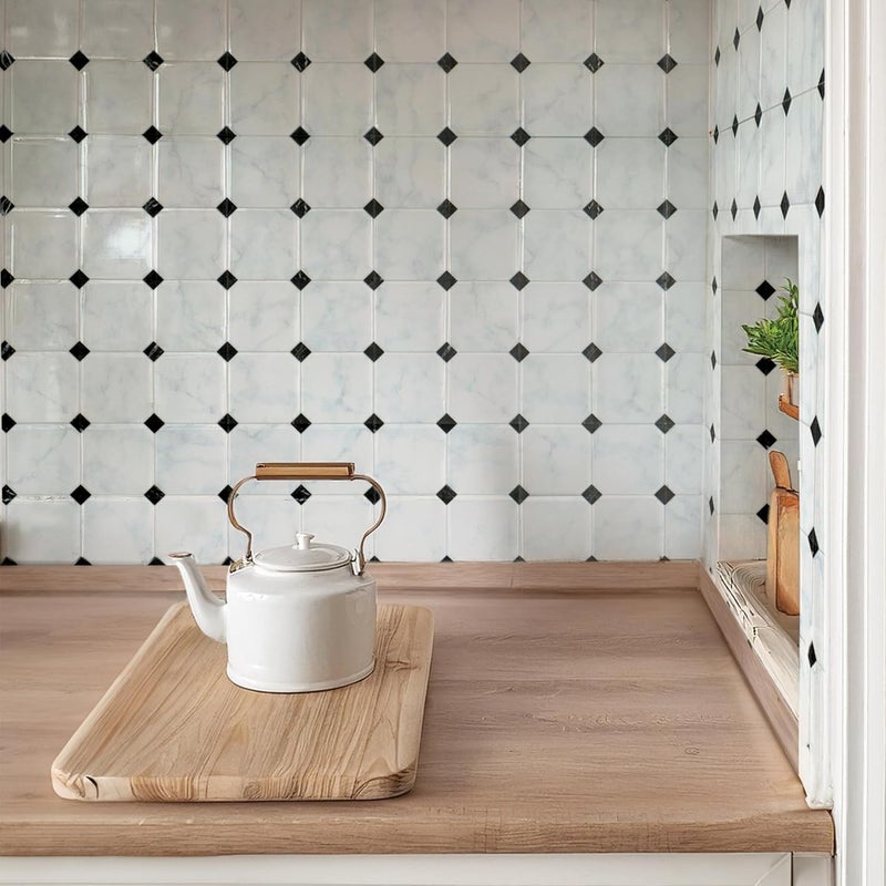 Smart Tiles بلاط سمارت تايلز () قابل للتقشير واللصق لتغطية الجدران الخلفية - 5 أوراق بمقاس 7.66" × 7.66" - بلاط خلفي ثلاثي الأبعاد قابل للتقشير واللصق للاستخدام في المطبخ والحمام وتزيين الجدران - Image 4