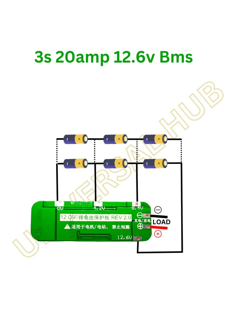 UNIVERSAL HUB - UNIVERSAL HUB 2PCS 3S 20A Cell BMS 12V Battery Protection Module Board for LithiumIon Batteries Comprehensive Management and Safety for DIY Projects - Image 1