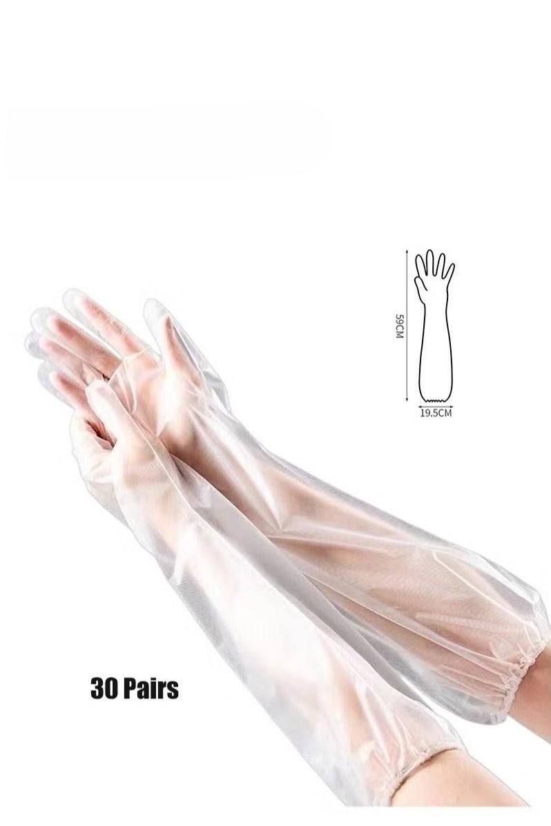 60pcs Disposable Long Arm Cleaning Gloves, 23.6inch Waterproof Protective Rubber Long Arm Gloves for Household Duties - Image 1