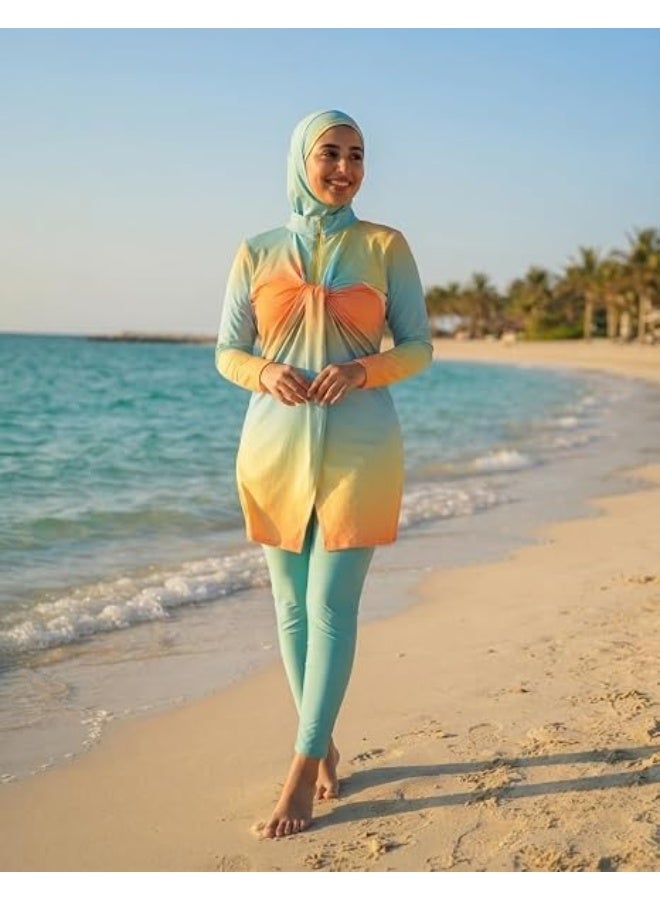 بوركيني حريمي بتصميم عملي – مايوه سباحة مريح للشاطئ وحمامات السباحة كود (1006) - Image 2