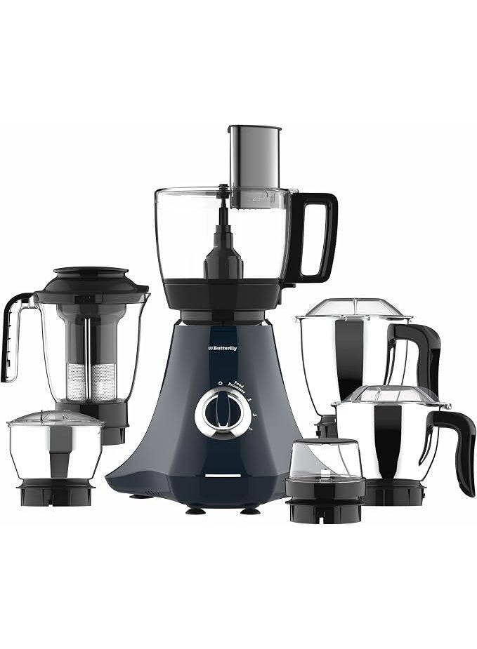 Butterfly Nexo 750W Mixer Grinder Food Processor with 6 Jars | Kneading, Chopping, Slicing, Grinding, Mincing, Grating, Juicing & Spice grinding | Evion-GT Motor with FPSS Technology | Ink Blue - Image 1