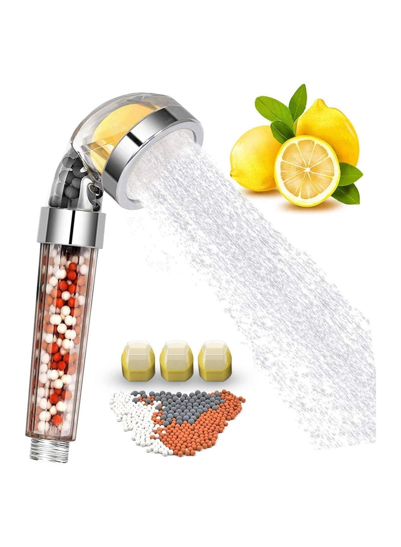 Vitamin C Filter Shower Head with 3 Replacement Balms Handheld High Pressure Remove Chlorine for Hard Water Softener Citrus Smell Dry Skin and Hair Loss - Image 1