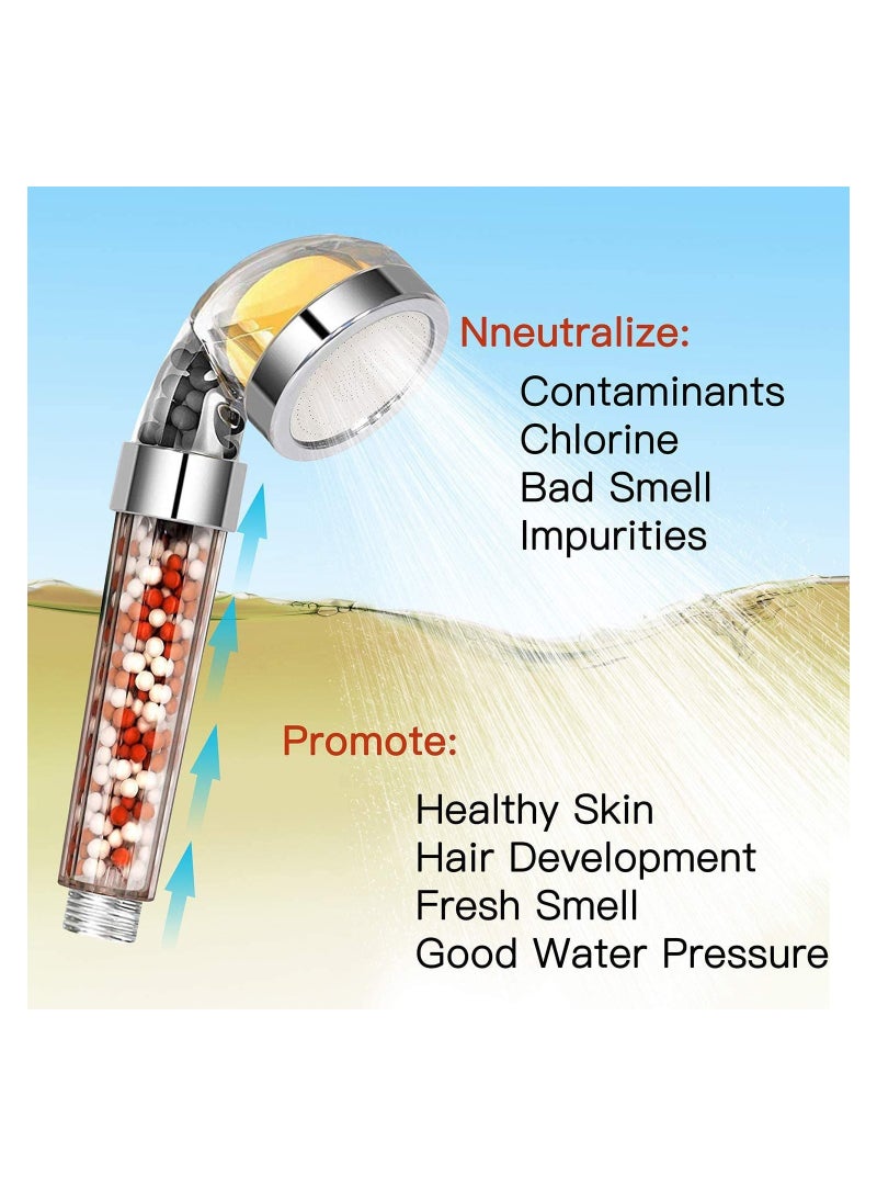 Vitamin C Filter Shower Head with 3 Replacement Balms Handheld High Pressure Remove Chlorine for Hard Water Softener Citrus Smell Dry Skin and Hair Loss - Image 2