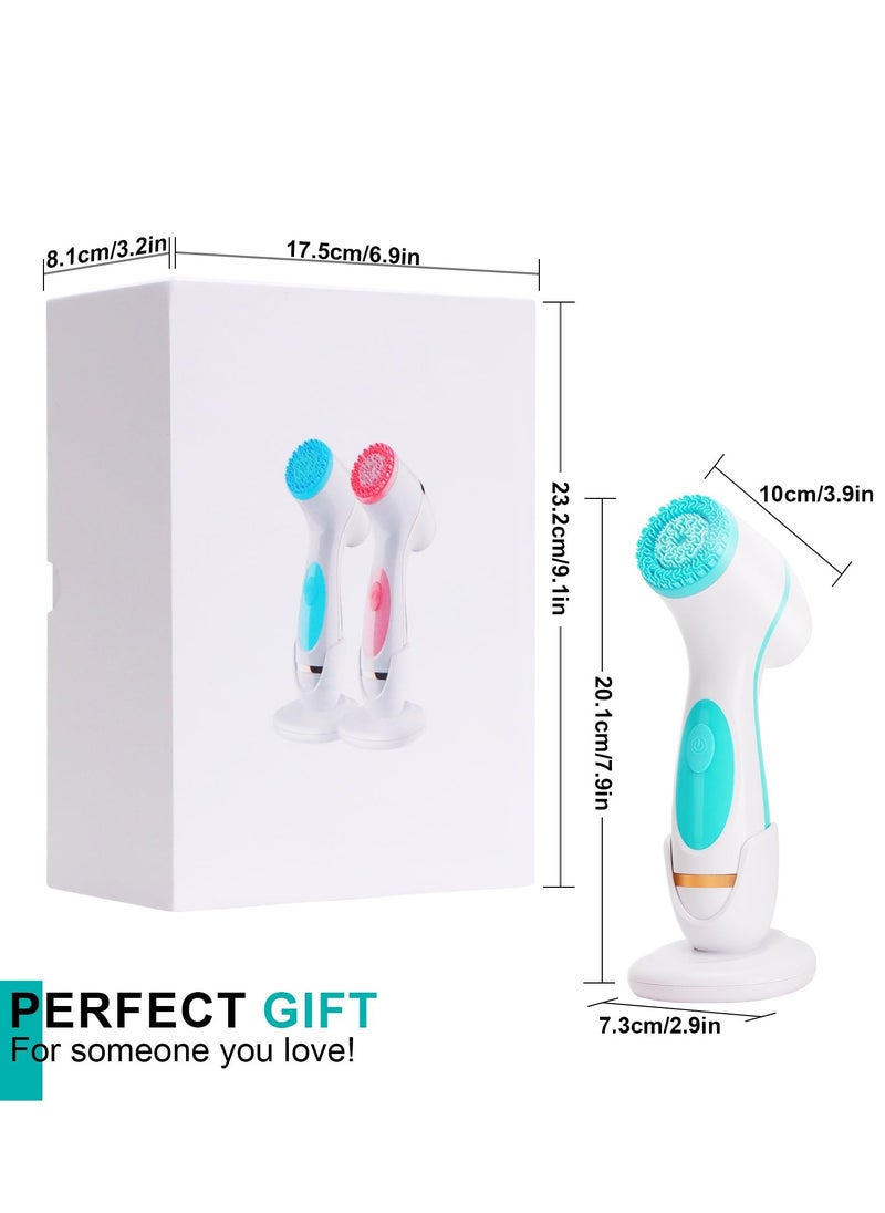 SYOSI Facial Cleansing Brush, 3 in 1 Electric Brush with 3 Brush Heads for Women and Men, Waterproof Rechargeable Face Brush, Ideal for Dry, Oily, and Sensitive Skin (Blue)  - Image 4
