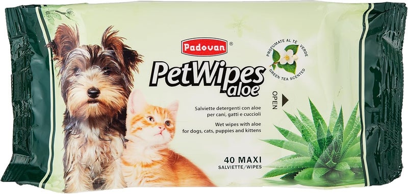 Padovan Brit Pet Wipes Aloe, Hypoallecgenic Wipes (40 Pcs) - Image 1