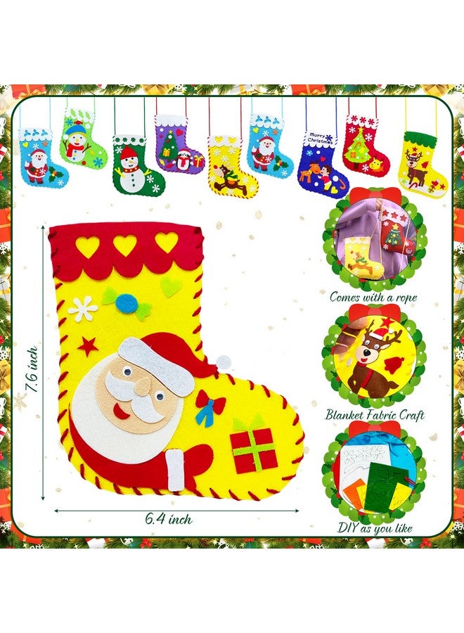 glahorse GLAHORSE 10PCS Santa Sewing Sock Kit with Christmas Felt DIY Handmade Christmas Felt Stockings Merry Christmas Decorations, Christmas Party Handmade DIY Craft Supplies can Hold Candy Snacks Bag - Image 3