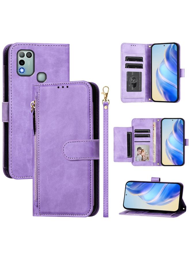 اس-توب جراب لهاتف Infinix Hot 10 Play / Hot 11 Play، جراب هاتف جلدي مزود بسحّاب وفتحات متعددة للبطاقات - Image 1