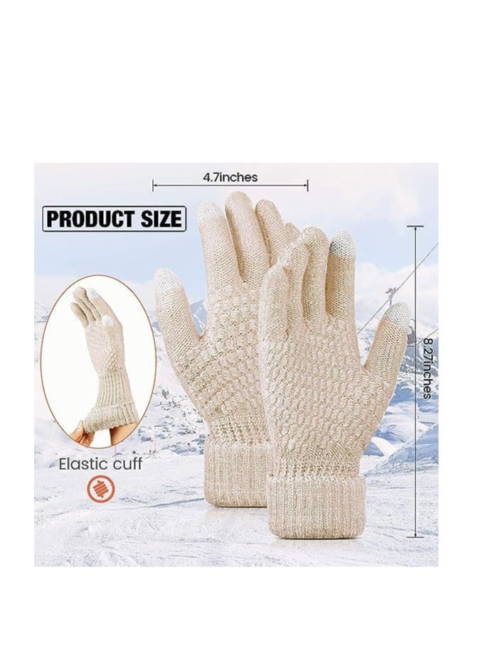 Sunscreen 2 Pairs Women's Winter Touchscreen Gloves Warm Fleece Lined Knit Gloves Elastic Cuff Winter Texting Gloves - Image 2
