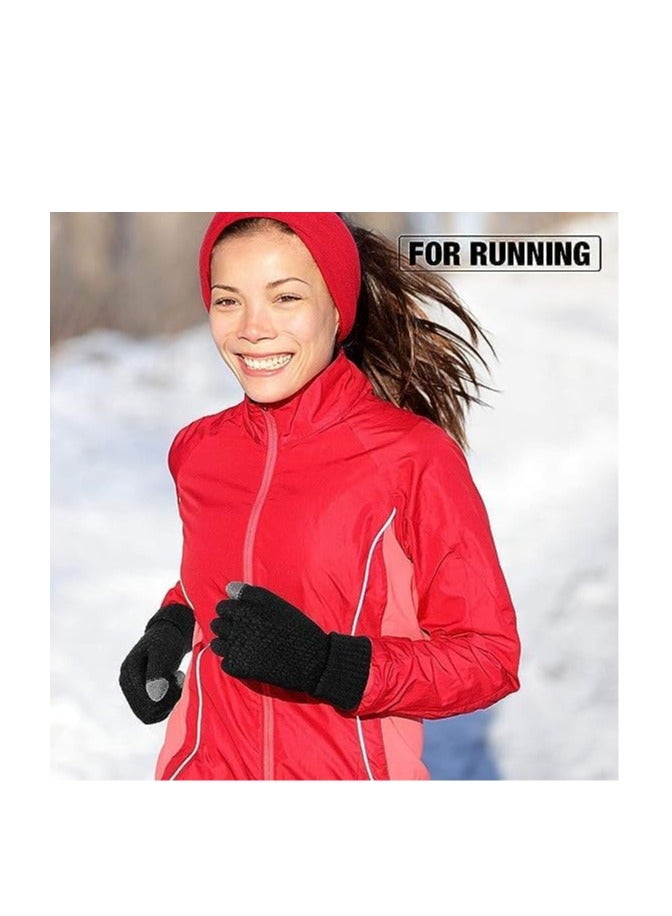 Sunscreen 2 Pairs Women's Winter Touchscreen Gloves Warm Fleece Lined Knit Gloves Elastic Cuff Winter Texting Gloves - Image 4