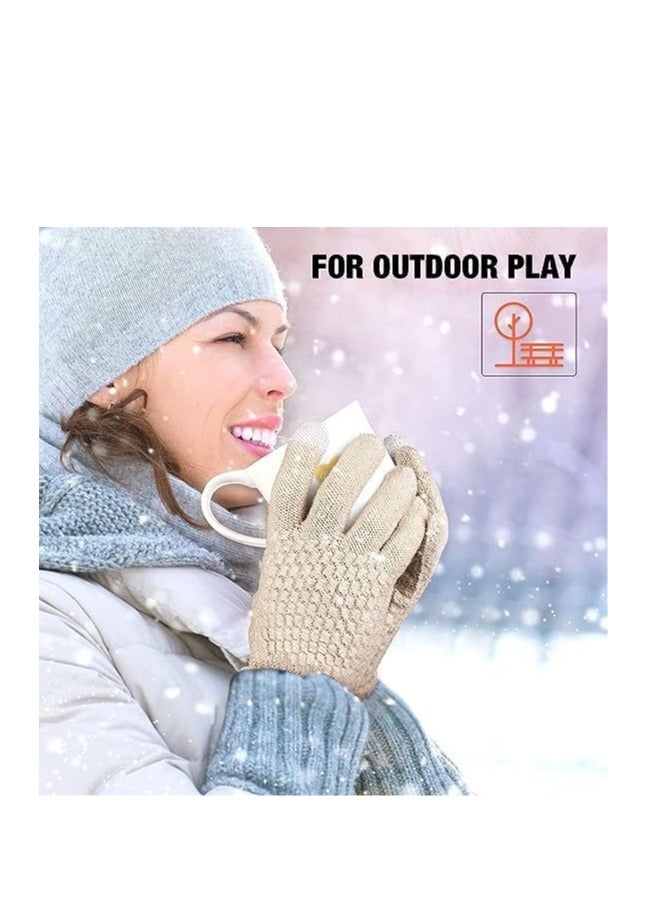 Sunscreen 2 Pairs Women's Winter Touchscreen Gloves Warm Fleece Lined Knit Gloves Elastic Cuff Winter Texting Gloves - Image 5