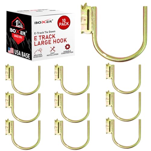 BoxerTool (10 Pack) Heavy Duty XL J Hook E Track - Yellow Chrome Steel, Scratch Resistant - Large J Hook Fitting Tie Down for Trucks, Trailers, Vans. E Track Accessory - Image 1