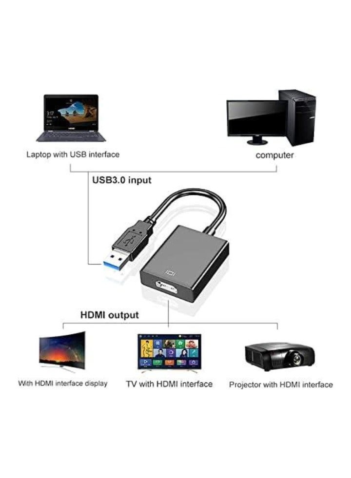 TIGER USB to HDMI Adapter – USB 3.0/2.0 to HDMI Video Graphics Converter with Audio Support – Full HD 1080P Display Adapter Cable for PC, Laptop, HDTV, Monitor, Projector – Compatible with Windows XP/7/8/8.1/10 (Mac OS Not Supported) - Image 3