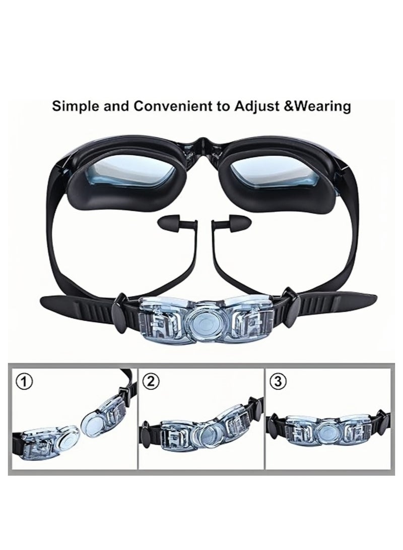 Generic Swim Goggles, Swimming Pool Glasses Strap Clear Lens for Adult Men Women Kids Youth No Leaking Anti Fog Safety UV Protection Waterproof (Black) - Image 4
