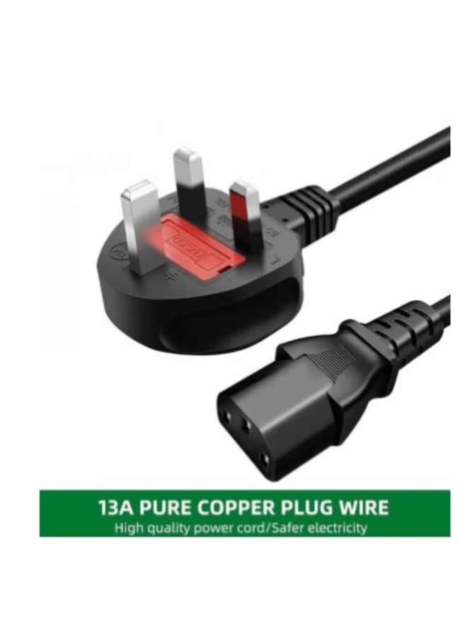 Terabyte 2 pcs of Power cable 3 Pin UK Europe power cord 3 pin desktop power cable Laptop TV Monitor Printers Photo copier Kettle Lead With fuse protection - Image 3