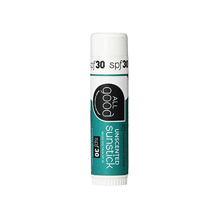 All Good Sunstick - Face Sunscreen, Water Resistant, UVA/UVB Broad Spectrum SPF 30+, Coral Reef Friendly - Beeswax, Zinc, Vitamin E, Shea Butter (Unscented)