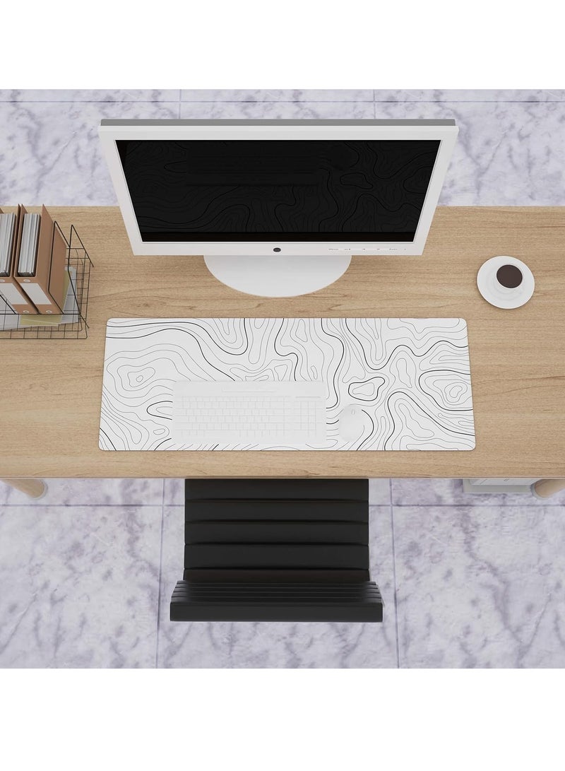 Large Gaming Mouse Pad with Stitched Edges, Minimalist Topographic Map Desk Mat, Extended 800 x 300 x 3mm XL Mousepad with Anti-Slip Base, Cool Desk Pad for Keyboard and Mouse, 31.5 x 11.8 in - Image 5