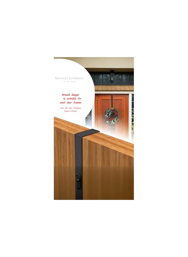 PROMASS promass Wreath Hanger - 15'' Front Door Metal Holder for Decor - Pack of 1 - Black, Easy Installation  - Image 3