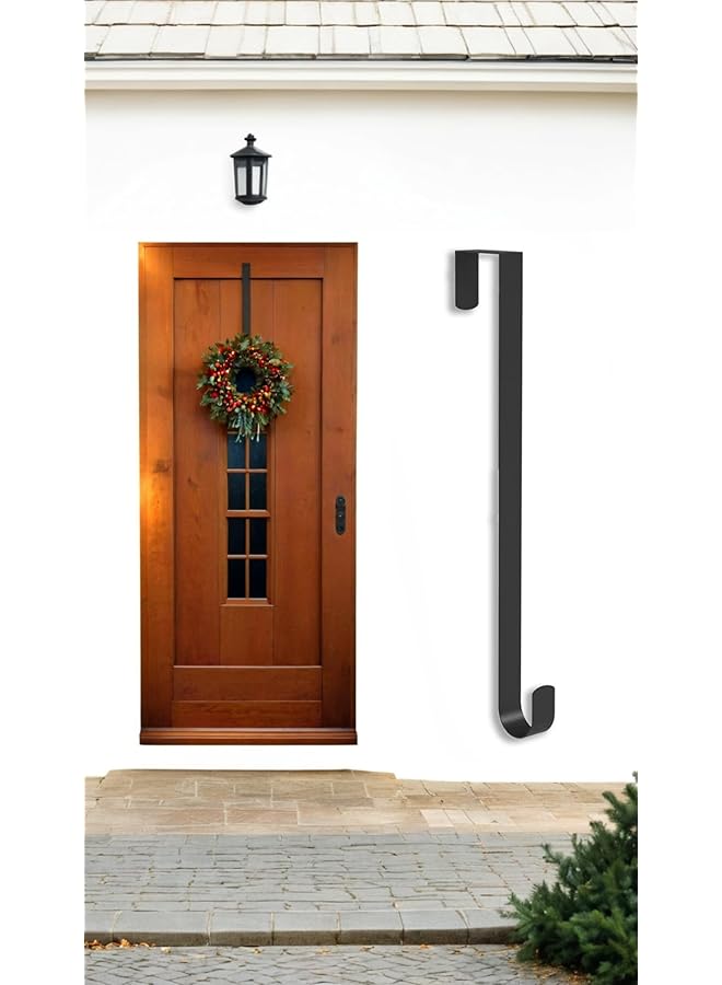 PROMASS promass Wreath Hanger - 15'' Front Door Metal Holder for Decor - Pack of 1 - Black, Easy Installation  - Image 1