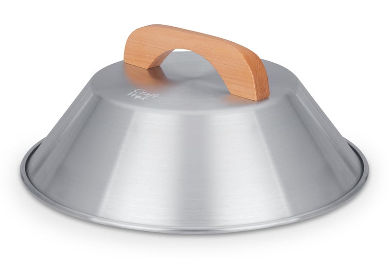 Craft Wok Dome Lid for 14Inch Woks Traditional Dome Shaped with Wooden Handle Cover for 14 inch Woks Asian Cookware Aluminum  732W3