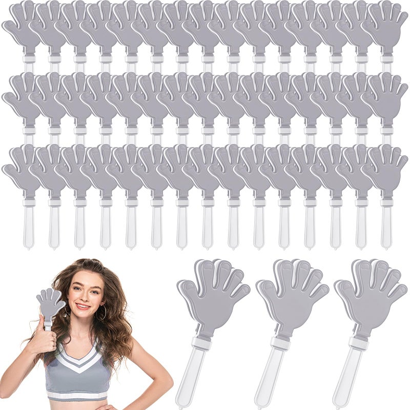 Junkin 48 Pcs Hand Clappers Bulk 7 5 x 3 5 Inches Noise Makers Party Favors Clapping Noise Maker Clacker for Birthdays Game Prizes Rewards Football Sporting Events Cheers Supplies SilverWhite - Image 3