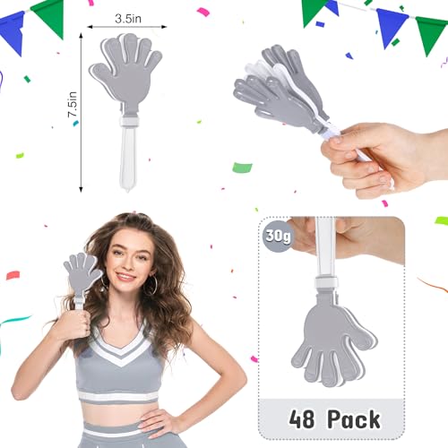 Junkin 48 Pcs Hand Clappers Bulk 7 5 x 3 5 Inches Noise Makers Party Favors Clapping Noise Maker Clacker for Birthdays Game Prizes Rewards Football Sporting Events Cheers Supplies SilverWhite - Image 5
