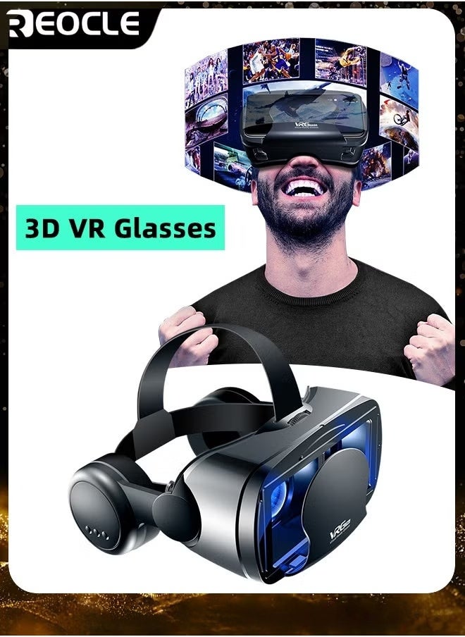 REOCLE VR Headset Glasses HD 3D VR Glasses Virtual Reality Headset for TV & Phone Movies & Education & Video Games Compatible 5-7 inch  - Image 1