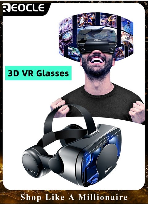 VR Headset Glasses HD 3D VR Glasses Virtual Reality Headset for TV & Phone Movies & Education & Video Games Compatible 5-7 inch