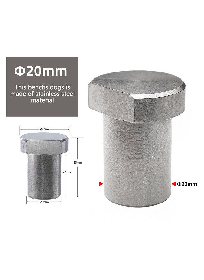 Generic - Φ20mm Stainless Steel Desktop Benchs Dogs Woodworking Block Woodworking Desktop Workbench Limit Block Home Woodworking DIY Stop Block Utility Accessory - Image 1