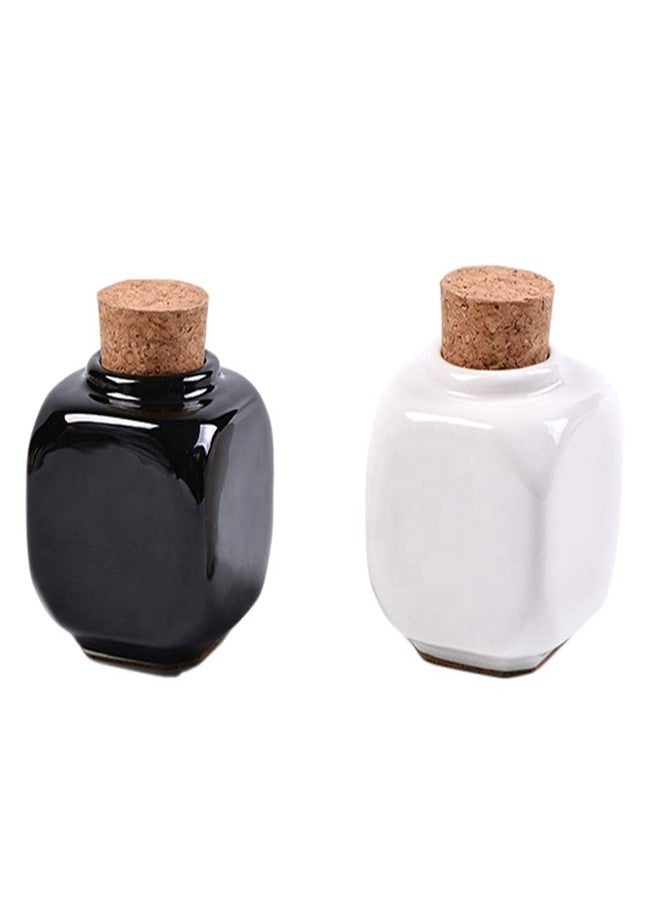 ConStore Porcelain Material Nail Art Acrylic Glass Dappen Dish Powder Liquid Bowl Holder Container With Soft Wooden Lid Nail Art Accessories (black&white) - Image 1