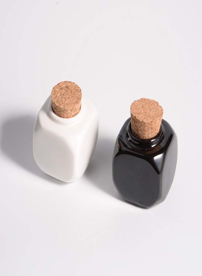ConStore Porcelain Material Nail Art Acrylic Glass Dappen Dish Powder Liquid Bowl Holder Container With Soft Wooden Lid Nail Art Accessories (black&white) - Image 3