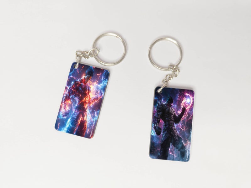 OUTFITQUE OUTFITQUE Premium (Pack of 2) Anime- 493 Printed Long Keychain For Bike, Scooty, Car, MDF Keyholder - Image 1