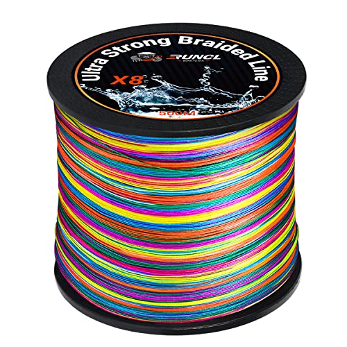 RUNCL خط صيد RUNCL المضفر، 8 خيوط مقاومة للاحتكاك، متين للغاية، سهل الإلقاء، بدون تمدد، قطر أصغر، رؤية عالية، 328-1093 ياردة، 12-100 رطل (55 رطل، 546 ياردة) - Image 1
