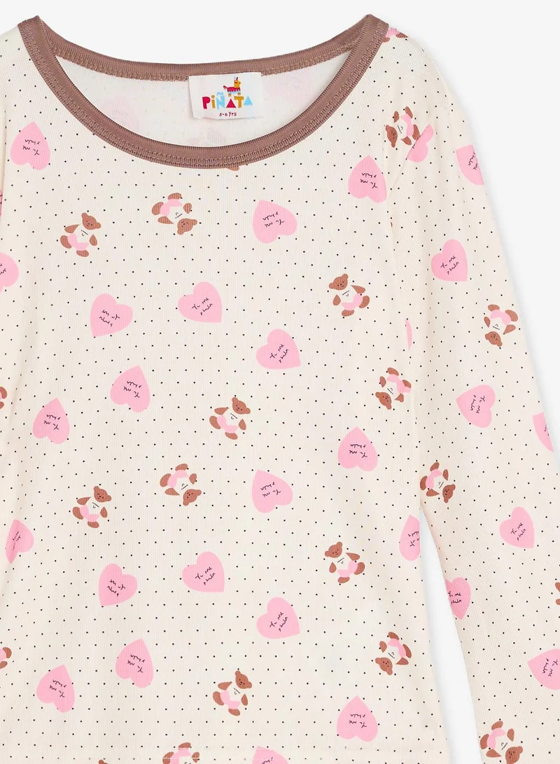 Pinata  Cute Bear Printed Long Sleeve Pyjamas for Women | Best Price UAE