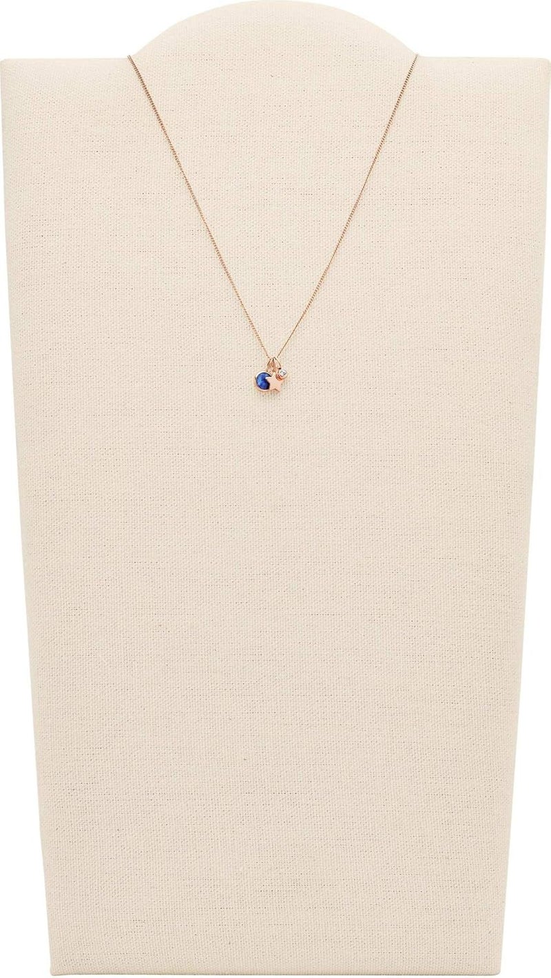 فوسيل قلادة فوسيل النسائية مرصعة بالزركونيا المكعبة والنجمة واللازورد - Image 1