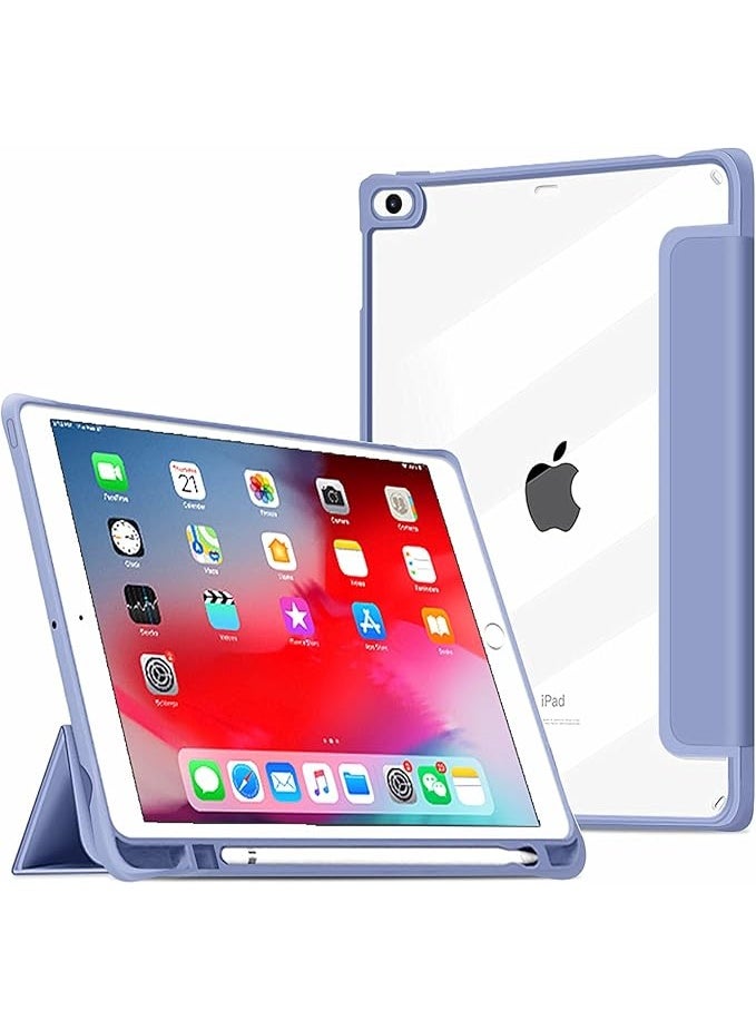 Case for iPad 9.7 Inch 2018/2017 (6th and 5th Generation) with Pencil Holder, iPad Air 1 /Air 2 Case Cover Slim Flexible Protective Back Case Transparent (Lavender) - Image 1