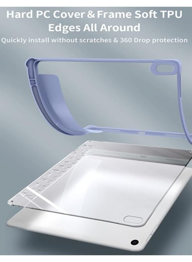 Case for iPad 9.7 Inch 2018/2017 (6th and 5th Generation) with Pencil Holder, iPad Air 1 /Air 2 Case Cover Slim Flexible Protective Back Case Transparent (Lavender) - Image 4