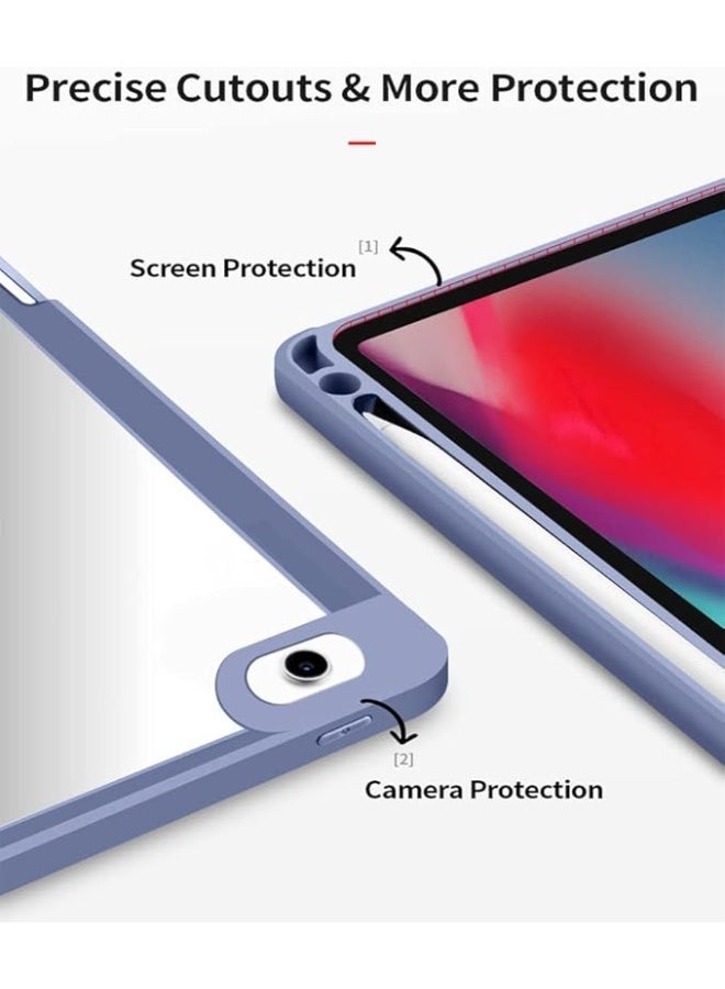 Case for iPad 9.7 Inch 2018/2017 (6th and 5th Generation) with Pencil Holder, iPad Air 1 /Air 2 Case Cover Slim Flexible Protective Back Case Transparent (Lavender) - Image 5