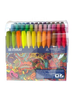 36-Piece Creative Permanent Marker Slim Bullet Tip Assorted Colours