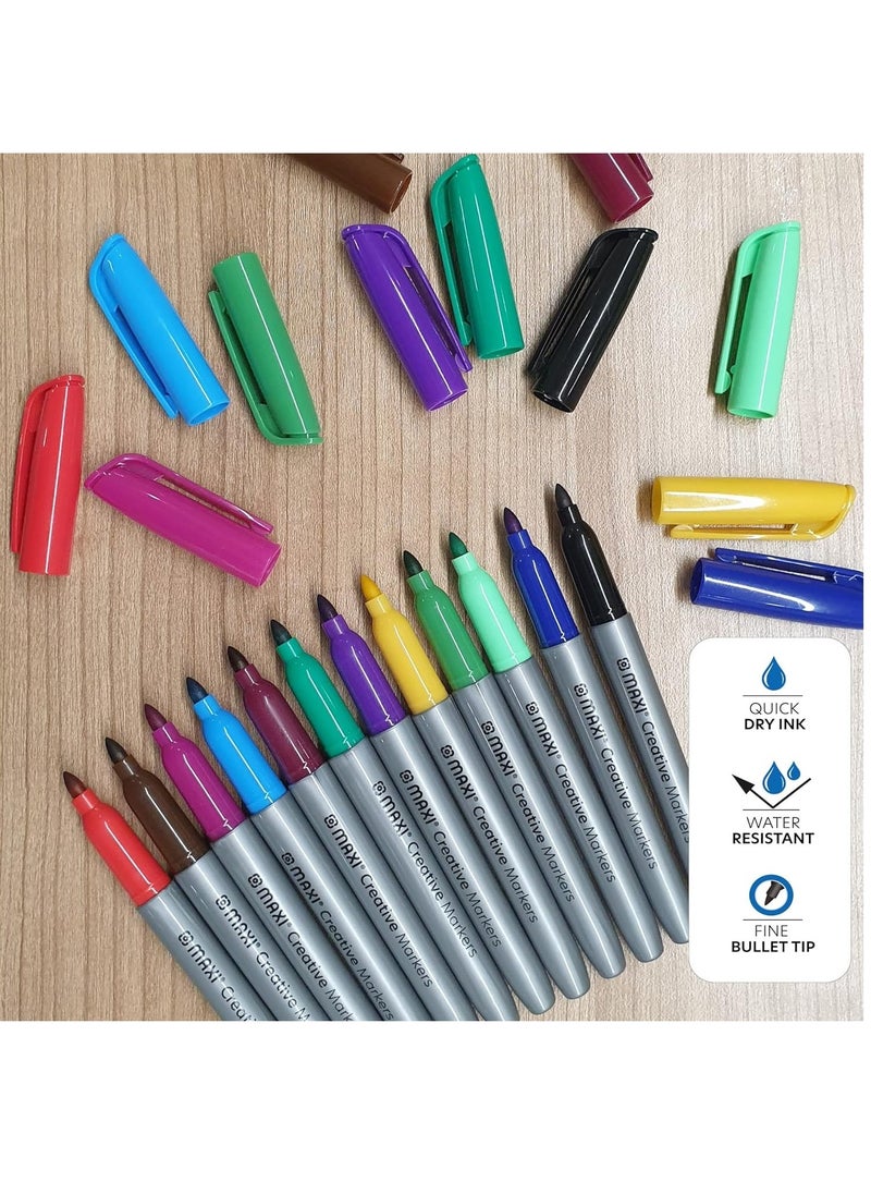 Maxi 36-Piece Creative Permanent Marker Slim Bullet Tip Assorted Colours  - Image 5