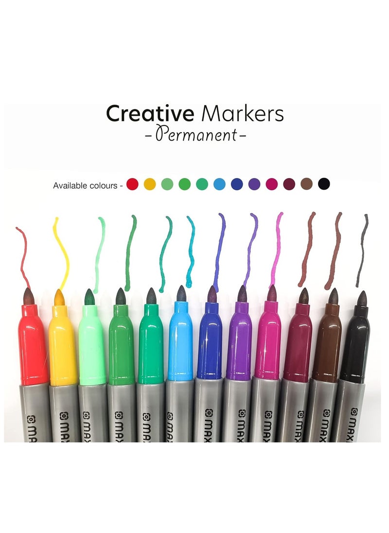Maxi 36-Piece Creative Permanent Marker Slim Bullet Tip Assorted Colours  - Image 2
