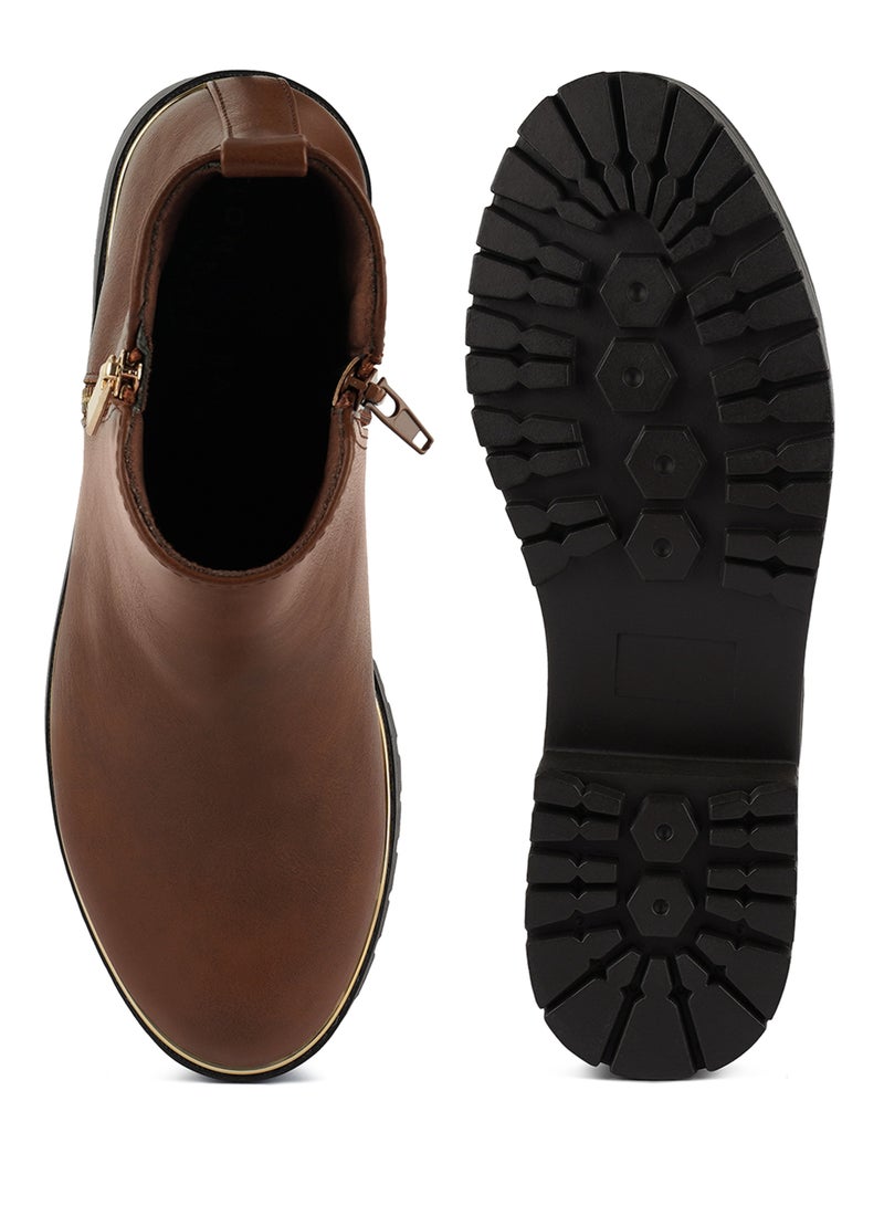 لندن راج أحذية نسائية من لندن راغ بكعب عريض وإطار معدني باللون البني الفاتح - Image 4