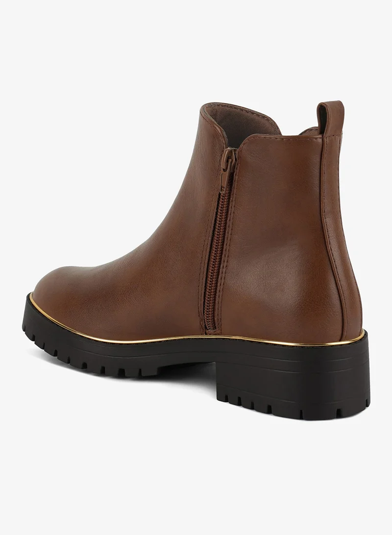 London Rag SH4316_TAN London Rag Women's Metallic Frame Block Heel Boots in Tan for Women | Best Price UAE