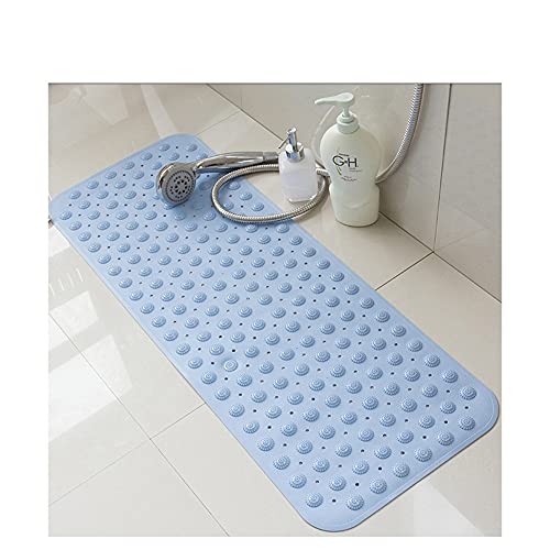 VDHJA Anti Slip Rubber Bath Mat with Suction Cup (Light Blue, 100x40 cm) - Image 1